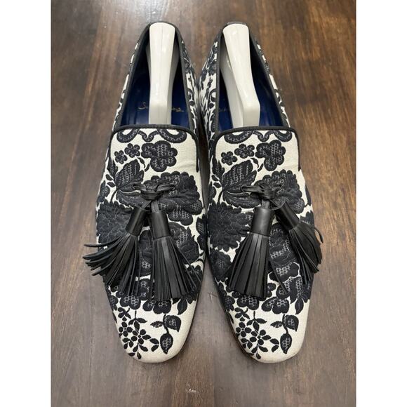 Sebastian Cruz Couture White Black Formal Loafers Tassle 40 Size 7.5 $1495 main image 7